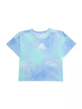 Свободная футболка с принтом для девочек Adidas, цвет Blue Green