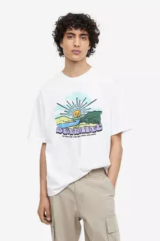 Свободная футболка с принтом H&M, белый