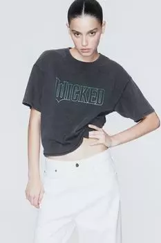 Свободная футболка с принтом H&M, черный