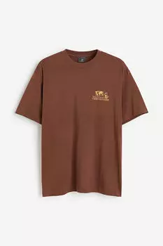 Свободная футболка с принтом H&M, коричневый