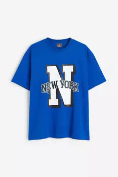 Свободная футболка с принтом H&M, синий