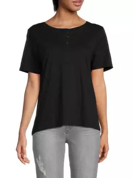 Свободная футболка с рисунком Хенли Saks Fifth Avenue, черный