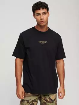 Свободная футболка Superdry Luxury Sport, черный/золотой