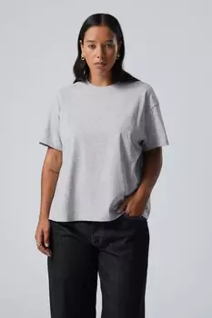 Свободная футболка свободного кроя из хлопка. Weekday, серый