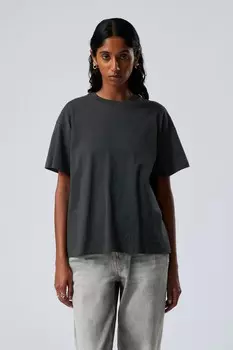 Свободная футболка свободного кроя из хлопка. Weekday, серый