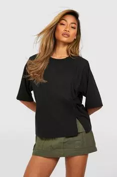 Свободная футболка свободного кроя с узлом на подплечниках boohoo, черный