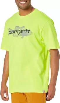 Свободная футболка тяжелого кроя с короткими рукавами и рисунком рыбы Carhartt, цвет Brite Lime