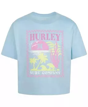 Свободная футболка в морскую клетку для больших девочек Hurley, синий