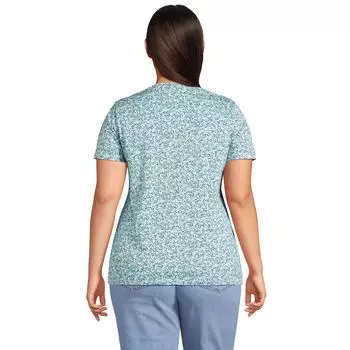 Свободная хлопковая футболка с круглым вырезом больших размеров Lands' End Supima Lands' End