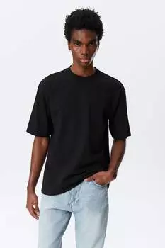 Свободная хлопковая футболка Weekday, черный