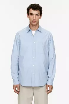 Свободная хлопковая рубашка Arket, голубой