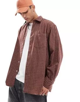 Свободная хлопковая рубашка в клетку цвета ржавчины Jack & Jones