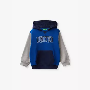 Свободная хлопковая толстовка с логотипом, возраст 18 месяцев - 6 лет Benetton, мультиколор