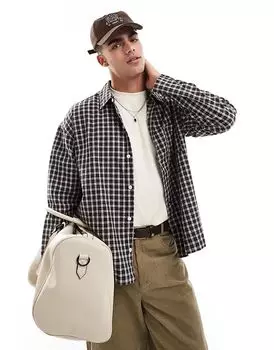 Свободная клетчатая рубашка коричневого цвета Jack & Jones