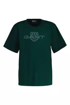 Свободная контрастная футболка с защитой Gant, зеленый