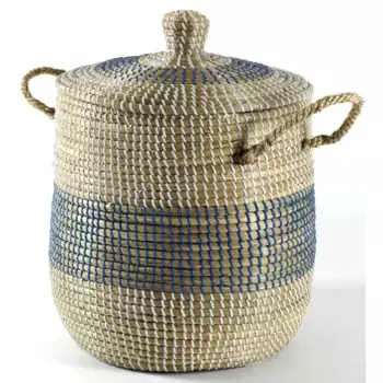 Свободная корзина для белья «ORIENT», (1 шт.), корзина для белья с крышкой, из морских водорослей, высота ок. 53 см Locker, цвет natur, blau, wei