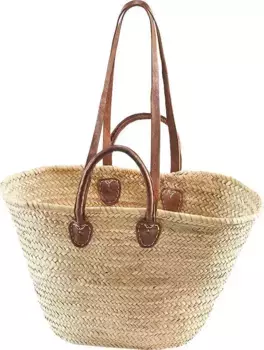 Свободная корзина для хранения "пляжная сумка, сумка-корзина", сумка на руку с кожаными ручками и кожаными ручками, пляжное кресло в стиле бохо Locker 52х31х14 см, цвет natur