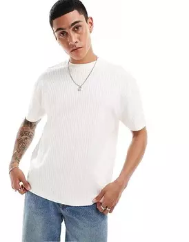 Свободная кремовая футболка из жатого хлопка ASOS DESIGN