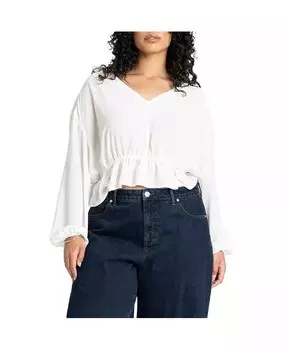 Свободная крестьянская блузка больших размеров ELOQUII, белый