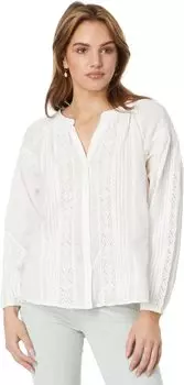 Свободная кружевная рубашка с открытым вырезом Lucky Brand, ярко-белый