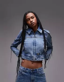 Свободная куртка-бомбер с эффектом волнистого кроя светло-голубого цвета Dickies