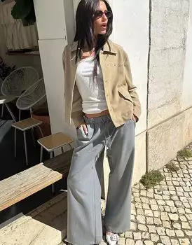 Свободная куртка Labelrail x Barbara Ines из искусственной замши в серо-коричневом цвете