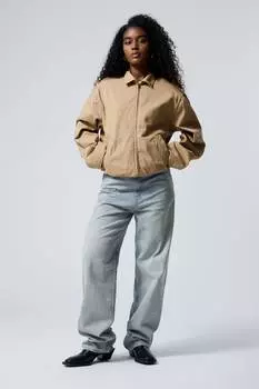 Свободная куртка на молнии из хлопчатобумажной саржи Weekday, бежевый