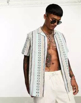 Свободная льняная рубашка с ацтекским принтом ASOS DESIGN Revere