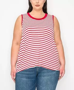 Свободная майка с контрастной полоской и двойной окантовкой Plus Yarn Dye Stripe COIN 1804, мультиколор