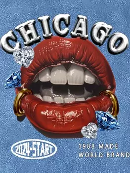 Свободная мужская футболка EMRG с заниженными плечами и принтом в виде губ Manfinity, синий