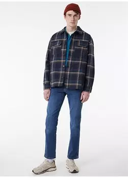 Свободная мужская куртка темно-синего цвета W232406410 в клетку Wrangler, темно-синий