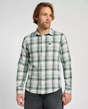 Свободная мужская рубашка в белую клетку Lee, белый