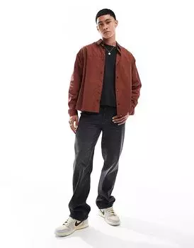 Свободная нейлоновая рубашка коричневого цвета ASOS DESIGN