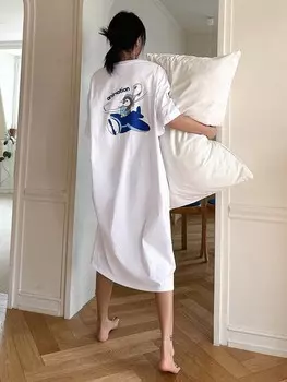 Свободная ночная рубашка с рисунком пингвина и милым рисунком на спине Dazy, белый