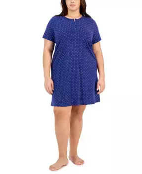 Свободная ночная сорочка из хлопка с цветочным принтом Ditsy, Plus Size Charter Club, синий