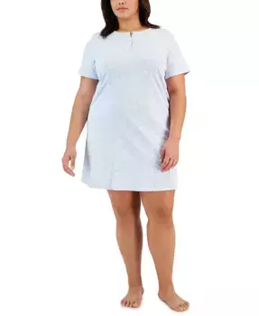 Свободная ночная сорочка из хлопка с цветочным принтом Ditsy, Plus Size Charter Club, синий