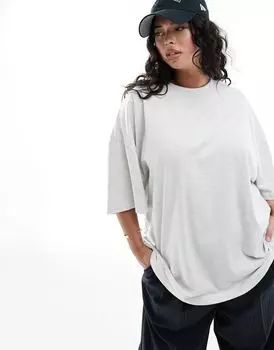 Свободная объемная футболка цвета ледяного меланжа ASOS DESIGN Curve