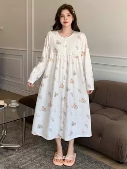 Свободная пижама с круглым вырезом и милым мультяшным узором Dazy, белый