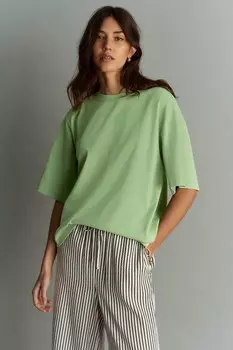 Свободная плотная футболка из 100% хлопка с круглым вырезом Next, зеленый