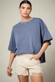 Свободная плотная футболка из 100% хлопка с круглым вырезом Next, синий