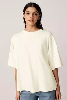 Свободная плотная футболка из 100% хлопка с круглым вырезом Next, белый