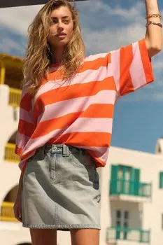 Свободная плотная футболка из 100% хлопка с круглым вырезом Next, оранжевый