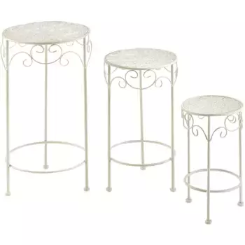 Свободная подставка для цветов, круглая металлическая, кремовая (набор из 3 шт.) Locker, цвет cream