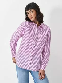 Свободная поплиновая рубашка в полоску Crew Clothing, цвет Dark Pink