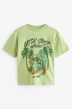 Свободная посадка стираная футболка с короткими рукавами (3–16 лет) Next, зеленый