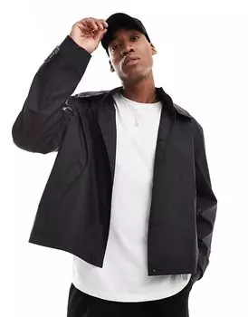 Свободная прорезиненная куртка свободного кроя с капюшоном черного цвета ASOS DESIGN