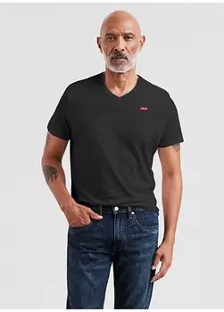 Свободная простая черная мужская футболка Levis