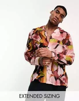 Свободная прозрачная рубашка с акварельным цветочным принтом ASOS DESIGN Revere