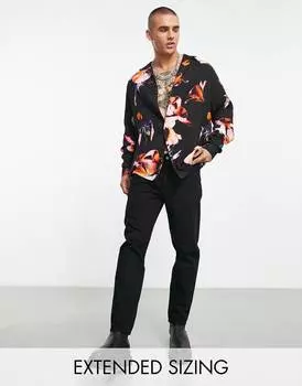 Свободная рубашка черного цвета с фотографическим принтом ASOS DESIGN