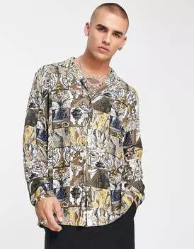 Свободная рубашка глубокого почитания с мифологическим принтом ASOS DESIGN